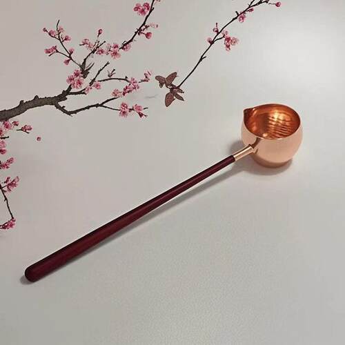 纯铜分茶勺煮茶勺长柄舀茶勺水瓢煮茶器零配件茶匙舀水勺功夫茶勺