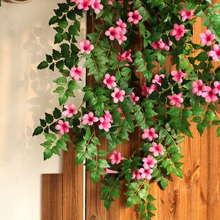 仿真凌霄花假花绿植藤蔓树叶子廊架装饰爬藤门头墙面美化吊顶绢花