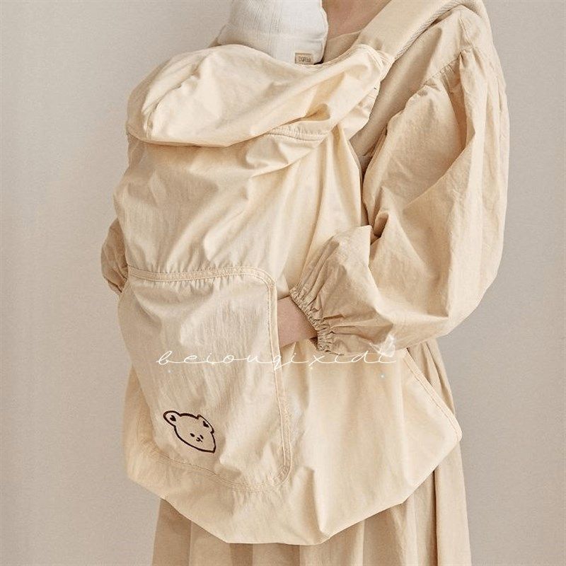韩系卡通动物宝宝披风防晒外出推车防风盖毯腰凳背带披风挡风连帽