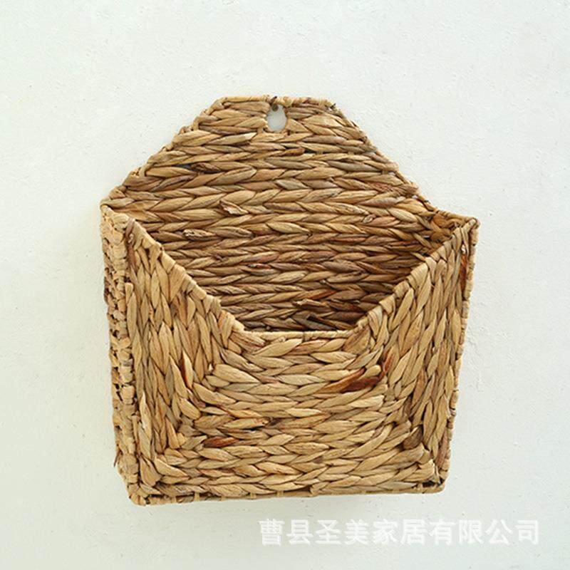 壁挂式草编收XYE墙纳筐水胡草编织芦墙挂上书架壁式文件夹挂草编