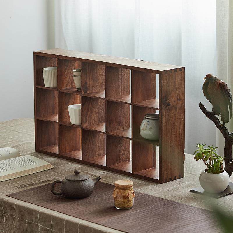 黑胡桃木茶室博挂古木架茶具纳置RBV物架实展示收架壁墙上多宝阁