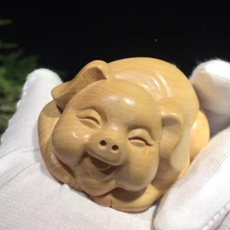 小叶黄杨趴趴猪手件6×4×把3c92471463m木雕雕刻摆饰摆件厅客工