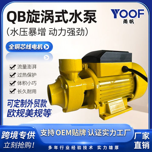 QB60漩涡式泵自来水管道离心加压泵110/220V跨境太阳能增压水泵