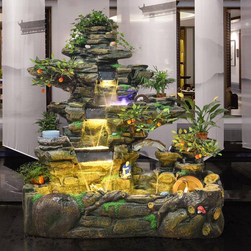 假山流喷水泉摆件风水轮客厅台庭院鱼阳池鱼开业山水景观2158装缸