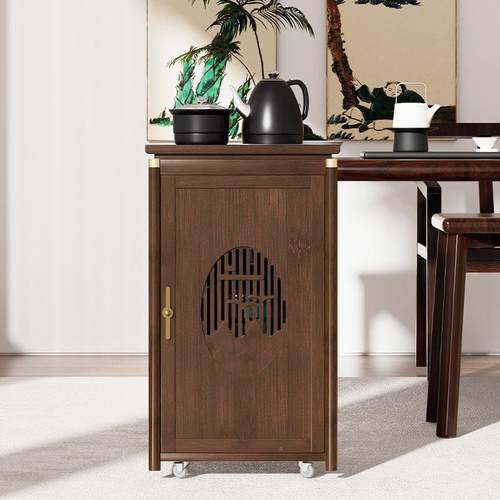 茶桌边茶水水柜客厅非实茶木几移动茶吧机侧边柜柜烧壶一体NNH式