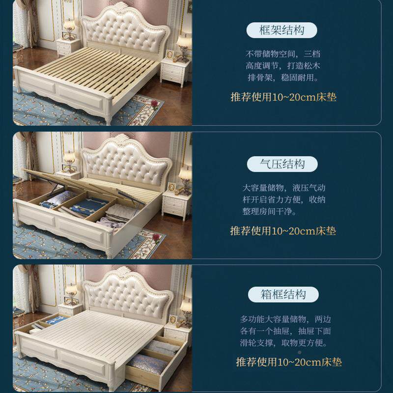 欧式实木床双人18米美G5481861婚床卧室公主床代白色现简约储物.