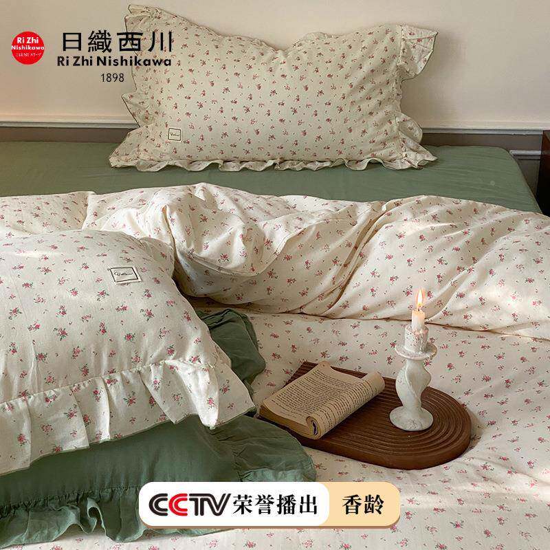 小婴清新居无品牌/家儿级双层纱小.碎花床上四件套全棉纯棉艺1文5