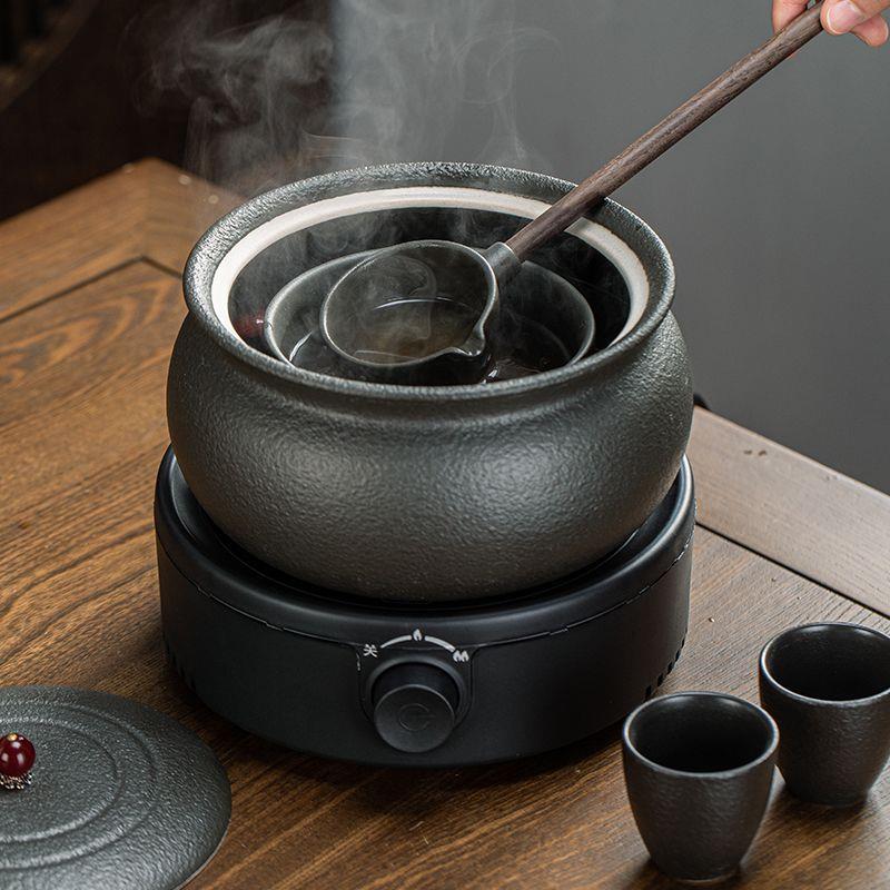 火山黑茶老白茶具专用石煮茶古法茶默认项套装陶瓷碗家用电陶器炉