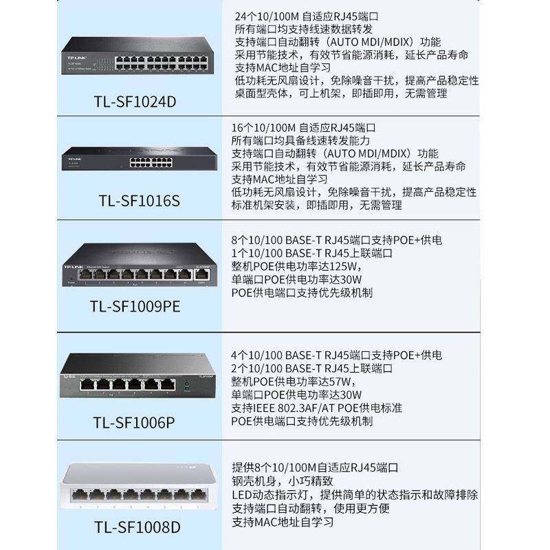 TP-LINKL-SF1008DL-STF1005工业TL-SF102级交机全千兆换网络交换T