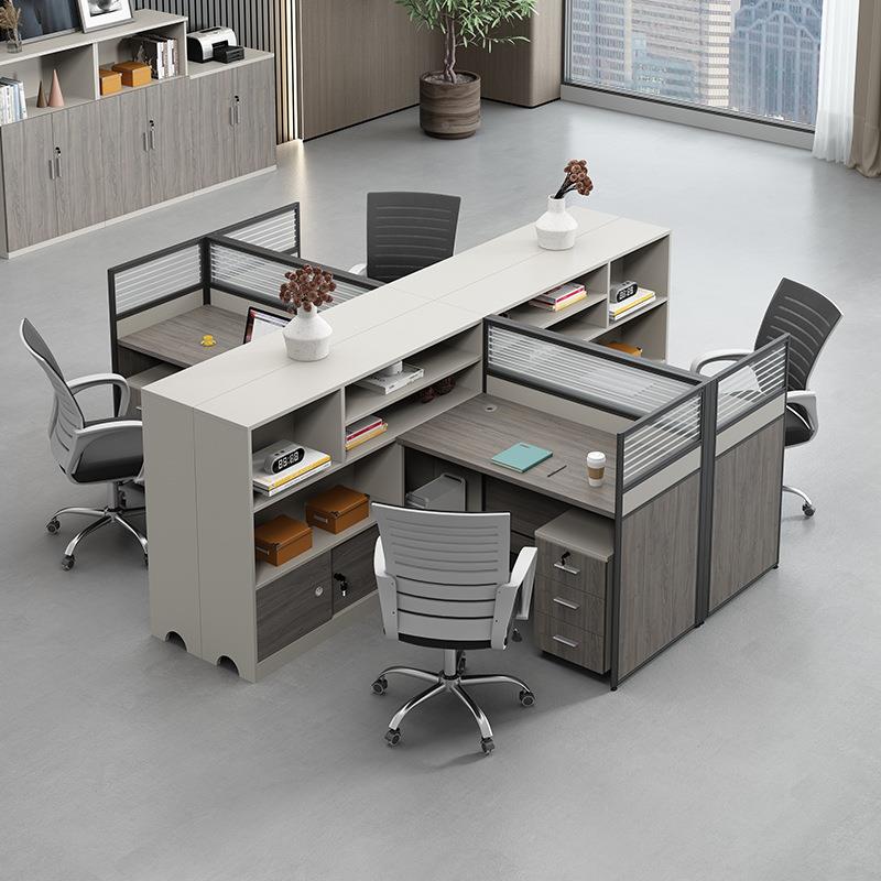 风办公桌椅组办合简约现代6人屏工JII位卡座员工办公家具室职员公