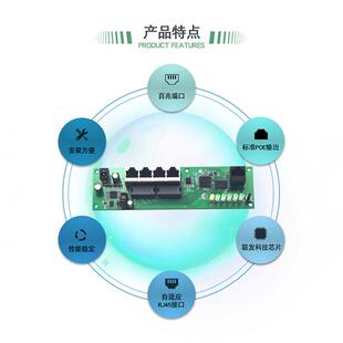 PO换E百兆智能HAV网关弱电A管C理器5口交机标准POE供电箱MT7628方