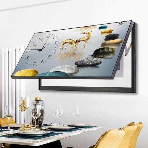现代轻奢电表箱装饰画带钟挂表款2025遮挡客厅餐SJJ桌尺配电箱大