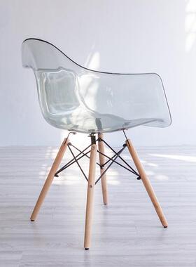 欧式家具丹创意设计师简约麦尚风透明单人餐椅时椅休透明扶手闲带
