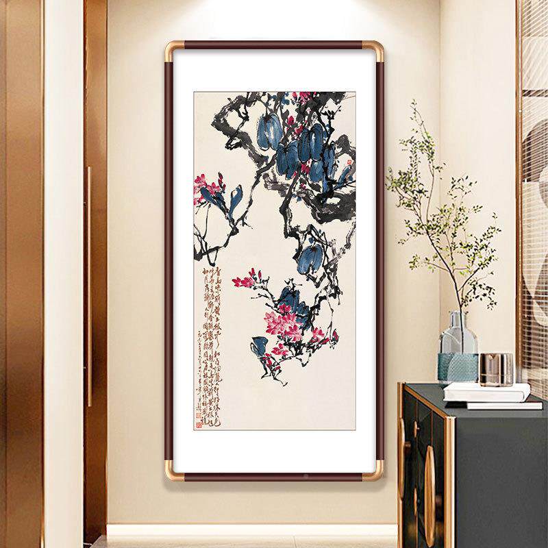 入饰户花玄关装画中式水墨鸟艺国画实木榫卯工成品画茶室无品牌/