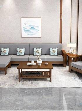 中代实木沙发组合家33130用客位厅小户型三人直式排现简约木质拆