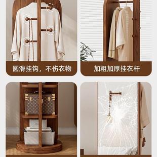 全身镜旋转镜子穿衣镜全落HBR带地镜可移动衣帽一体挂架衣架试身
