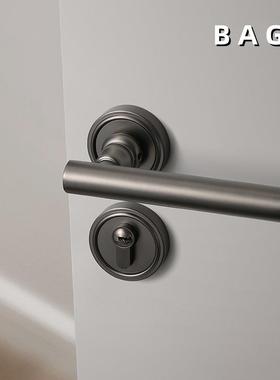 BA约GB磁吸门房门锁内黑灰色家卧室静音磁力分体锁室用简门A7把手