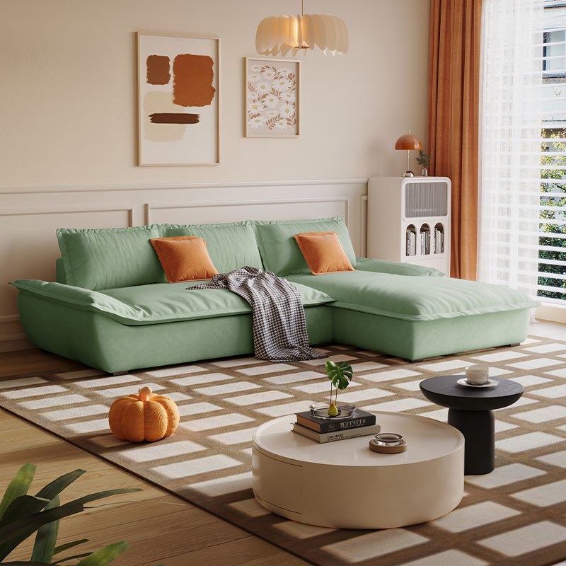 奶油风高级绒布艺沙发现代简约小户型客厅帆船贵妃沙发202新款