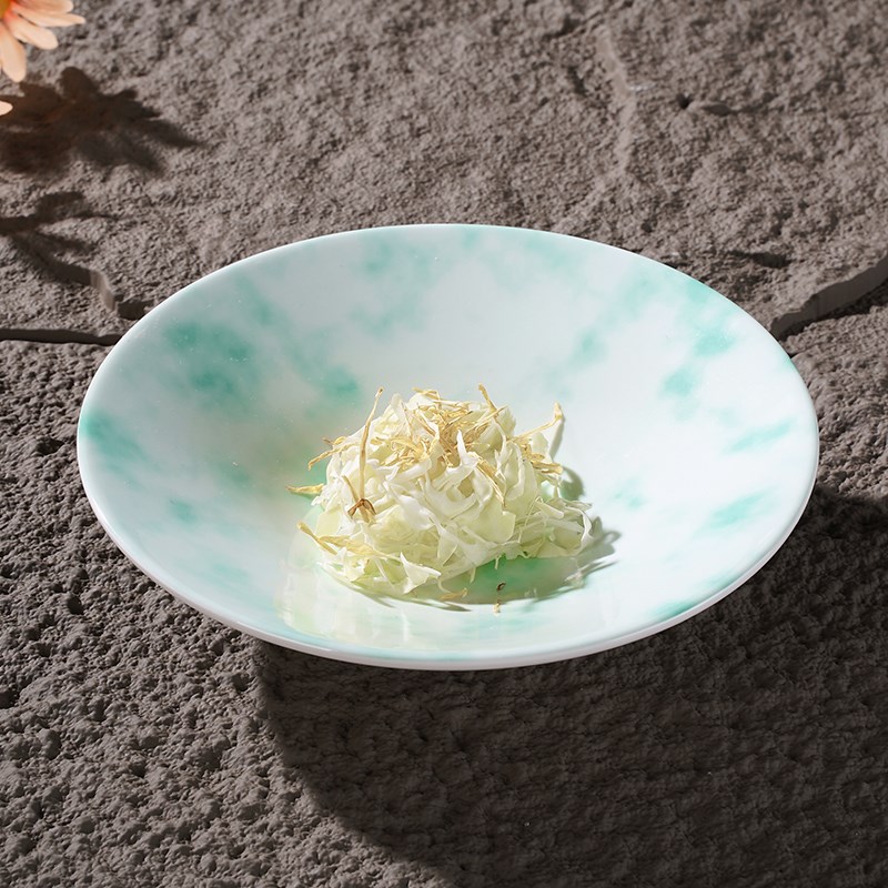 复古陶瓷斗笠碗中式餐厅凉菜沙拉碗酒店特色餐具商用私厨创意菜盘