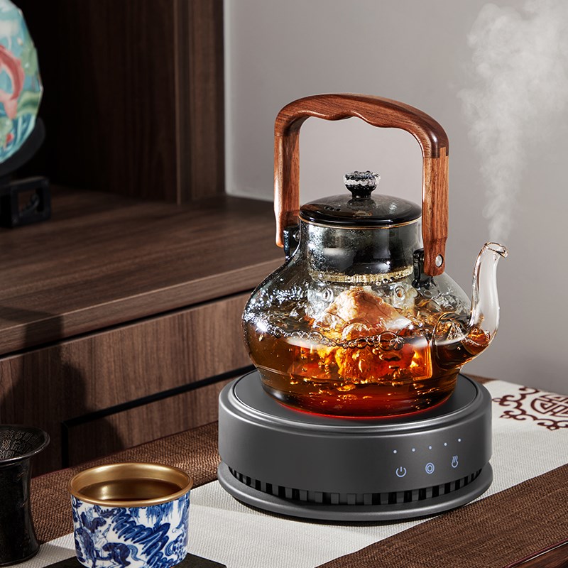 德茗堂猫眼四代电陶炉煮茶器家用小型茶炉圆形煮茶炉围炉煮茶壶