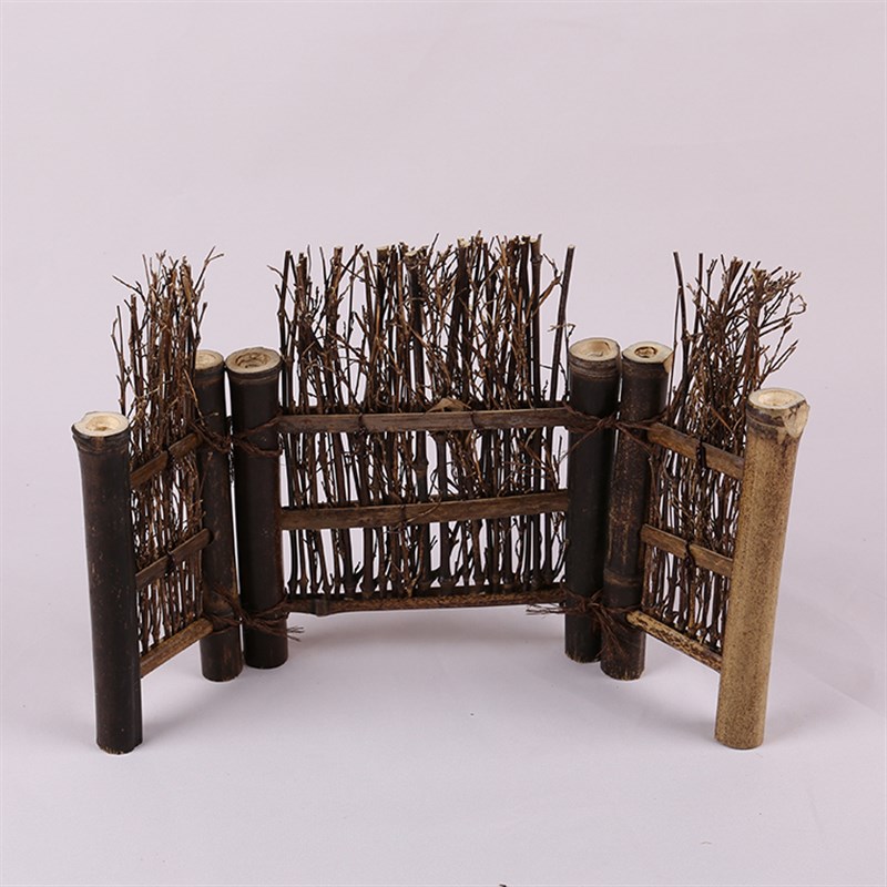 复古紫竹围栏竹栅栏 竹制小篱笆 手工茶道配件背景装饰拍摄道具