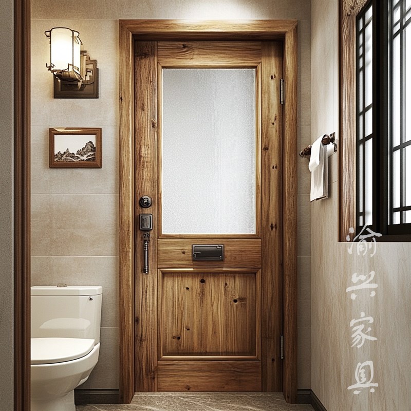 侘寂风洗手间门厕所门 室内实木门卧室门 定制民宿门 原木实木门