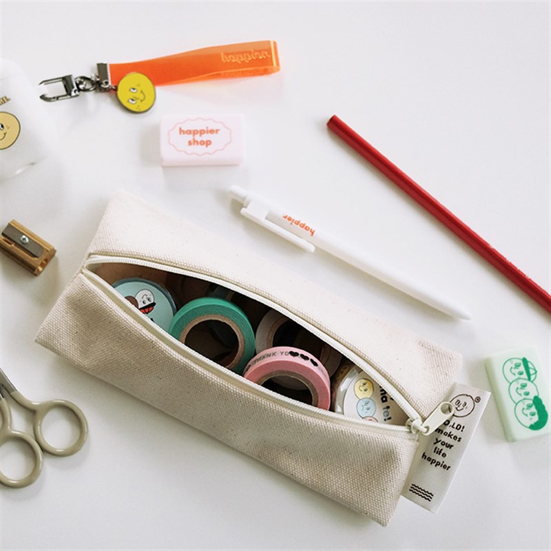 文具彩色帆布笔袋O,LD!简约拉链铅笔盒笔筒女学生白领文具袋