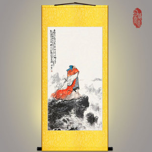 魏武观沧海图 曹操画像 孟德 三国演义人物 装饰画 丝绸画 卷轴画