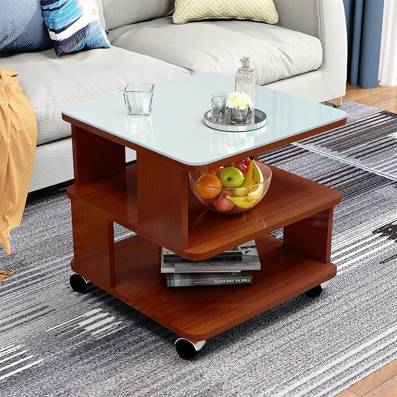 圆角方几简约钢化玻璃客厅沙发边几卧室移动小茶桌床头柜小茶几