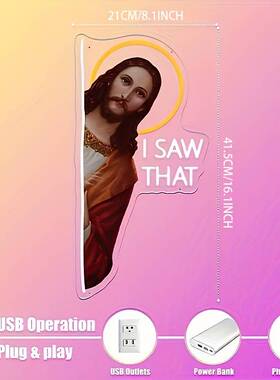 新款人物油画霓虹灯发光led亚克力材质节日氛围灯家庭商店人物灯