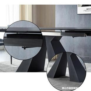 意式 6898桌极拉约超长两边伸岩板饭岩桌子长方形 简可伸缩板餐YJS