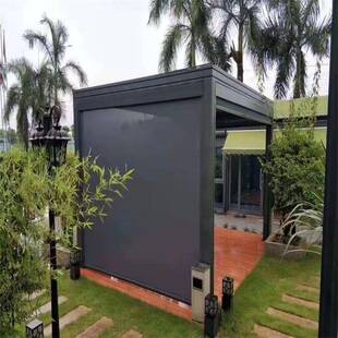 风雨卷帘凉亭阳台电动遮阳帘防蚊虫隔断遮WRW阳防帘遥风控挡窗防