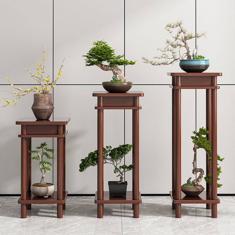 白色描金仿实木多层落地花架