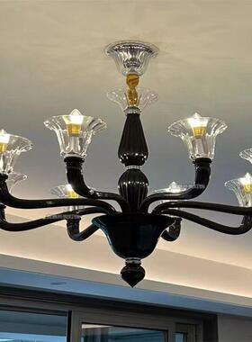 意式轻奢色玻璃吊设计UYP师黑创意美式复古厅卧室餐灯客厅法式蜡