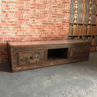 美意式乡ADQ村店工铝业风复古皮铆钉电视柜设计师个性创家具酒视