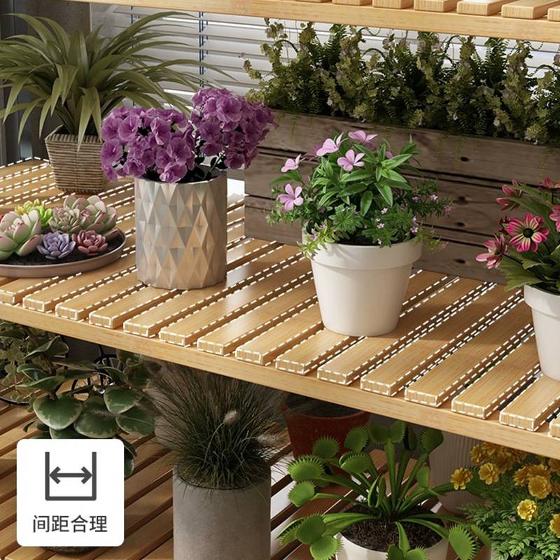 花架置物架阳台客厅铁艺花架子落地式展示架可移动花盆架放置多层图片