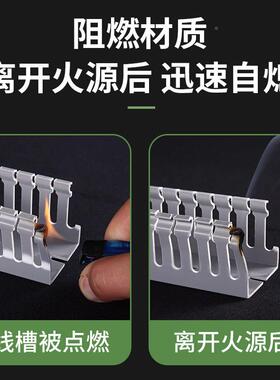 厂家货源阻燃电线槽装c线槽p绝缘通用明v走线槽PXC20*20灰色配电