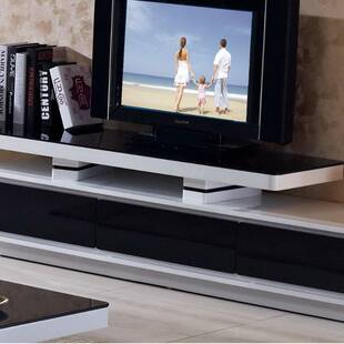 时尚简约白色烤漆钢化玻璃茶几电视柜 可拉伸缩板式茶几地柜组合