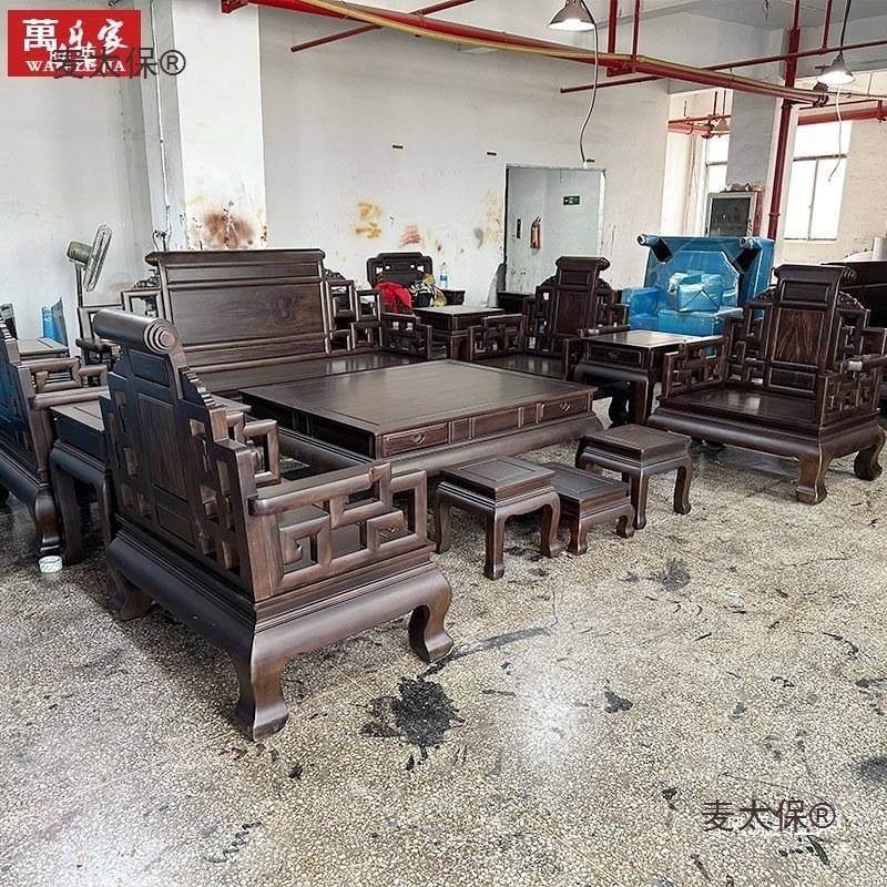 家具印尼黑酸枝木沙发阔叶黄檀东阳实木大款深雕中式硕果累麦太保