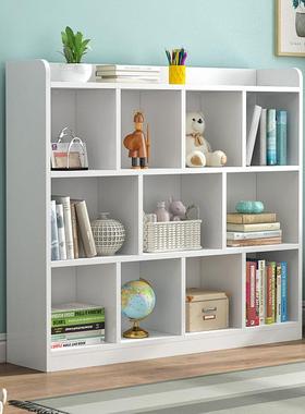 柜实木白色书架儿童落地约书柜学生室矮DNZ简置物架自由组教合格