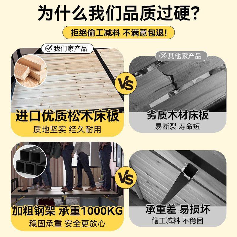 实木折叠床家用单人床简易双人床小床午休成人办公室午睡舒适铁床