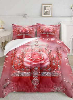 源头TEMU/套JIT家纺枕玫瑰花子磨毛数LPU码印花柔软被套件