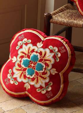 房结婚枕一对沙主发客厅压床卧ZUA婚抱布置男方红色靠垫结婚用品