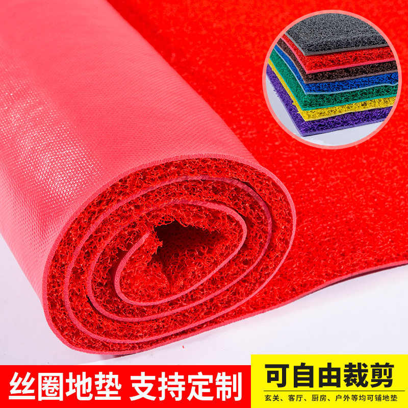 厂家直销PVC丝圈塑料地毯1.2*18米红色开张庆典走廊过道地垫脚垫