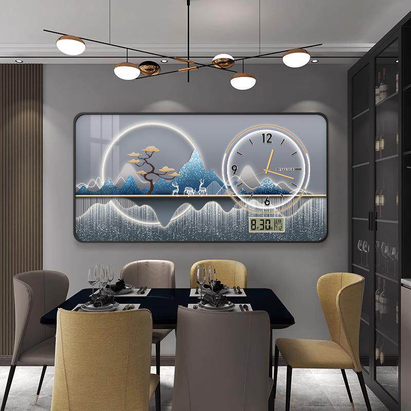 万年历2IRE25年新款装饰画带时挂钟电子0钟表挂钟免打孔静客厅音