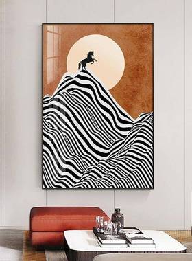 客厅装饰轻奢落地大HL128画抽象线条壁画酒挂店卧房画现画代简约