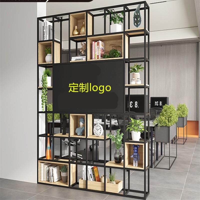 架办艺公室前555台隔断柜进G门玄关置物铁镂空屏风背景LOO公司形