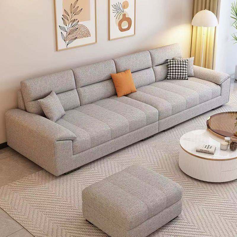 棉麻布艺沙发客厅小户型直排奶油风简约三人四人位布艺沙发出租房