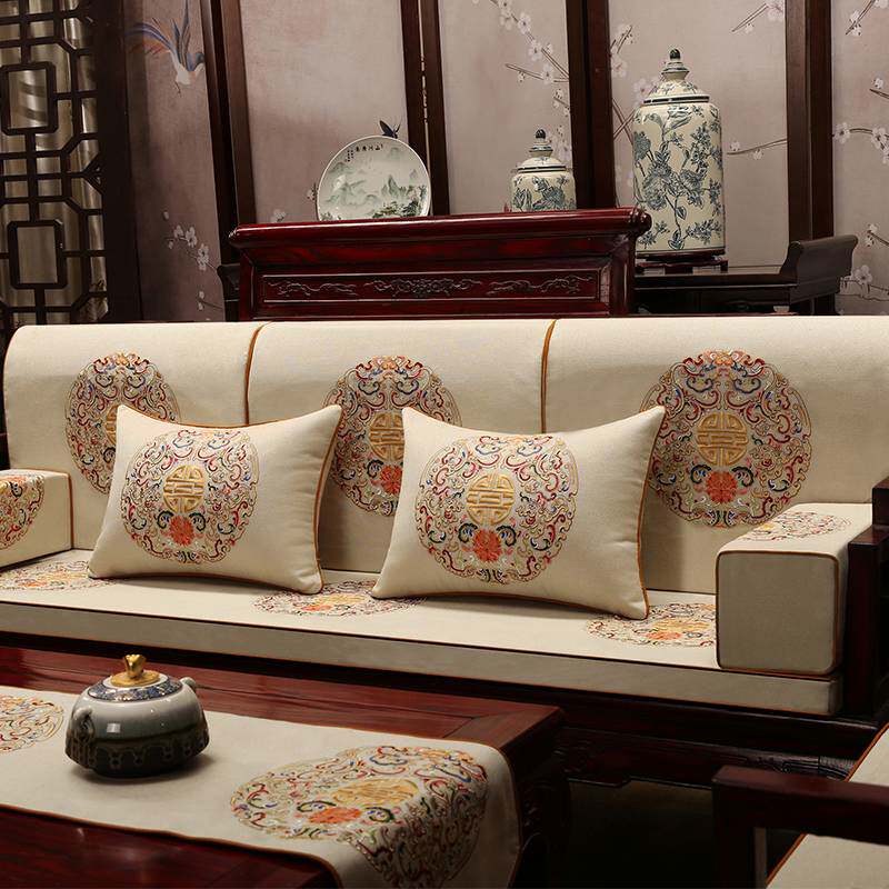 新中式沙发坐垫实木靠背防滑罗汉床乳胶座垫定 制太师椅圈椅