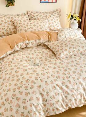 季花卉春三意室暖暖床上用四品亲肤舒适水洗棉租房件套tb-88821卧